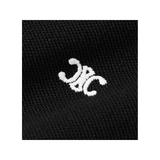 CELINE HOMME LOGO-EMBROIDERED COTTON POLO IN BLACK