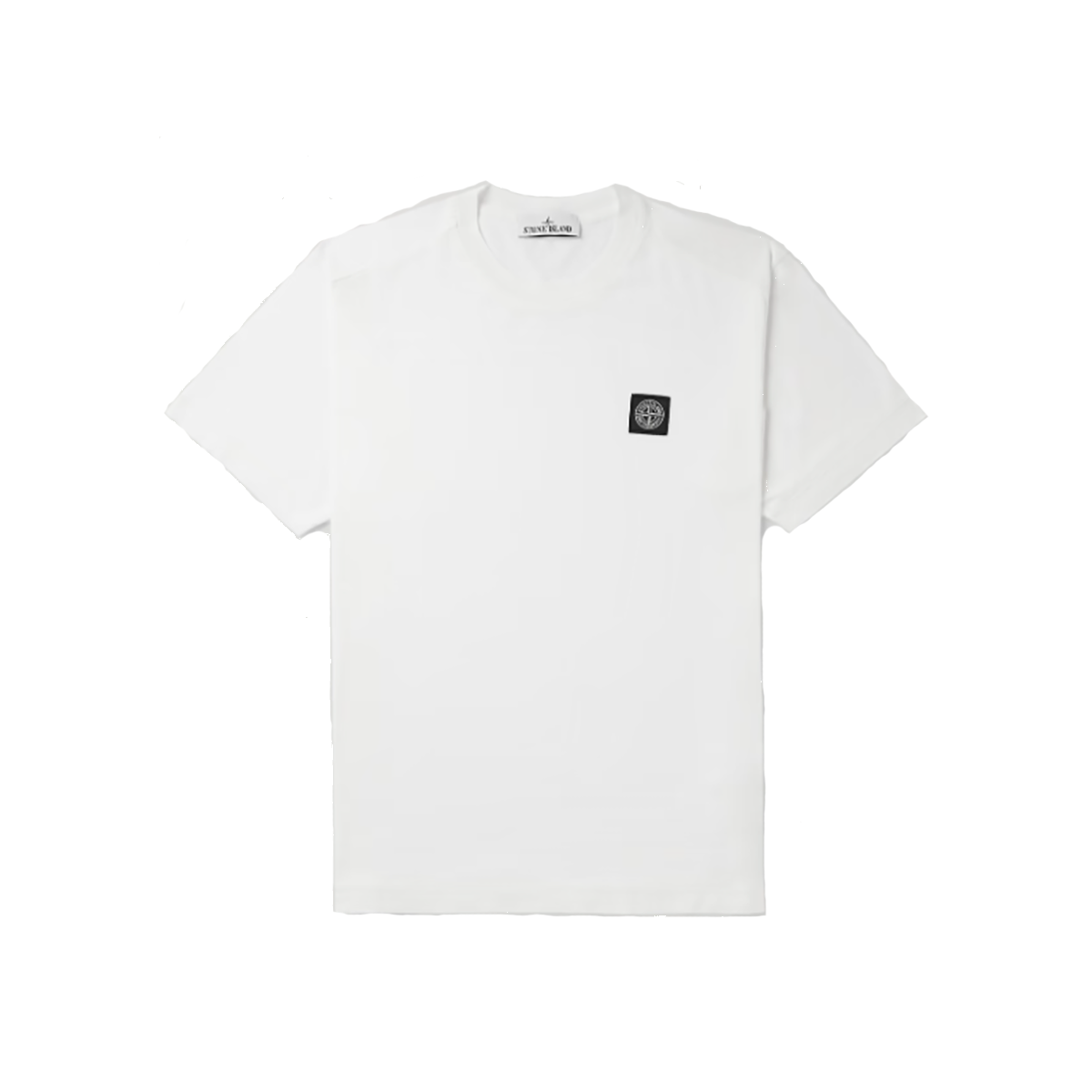 STONE ISLAND LOGO APPLIQUED COTTON T-SHIRT IN WHITE