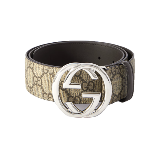 GUCCI 40CM TRIMMED MONOGRAM COATED-CANVAS BELT IN BEIGE