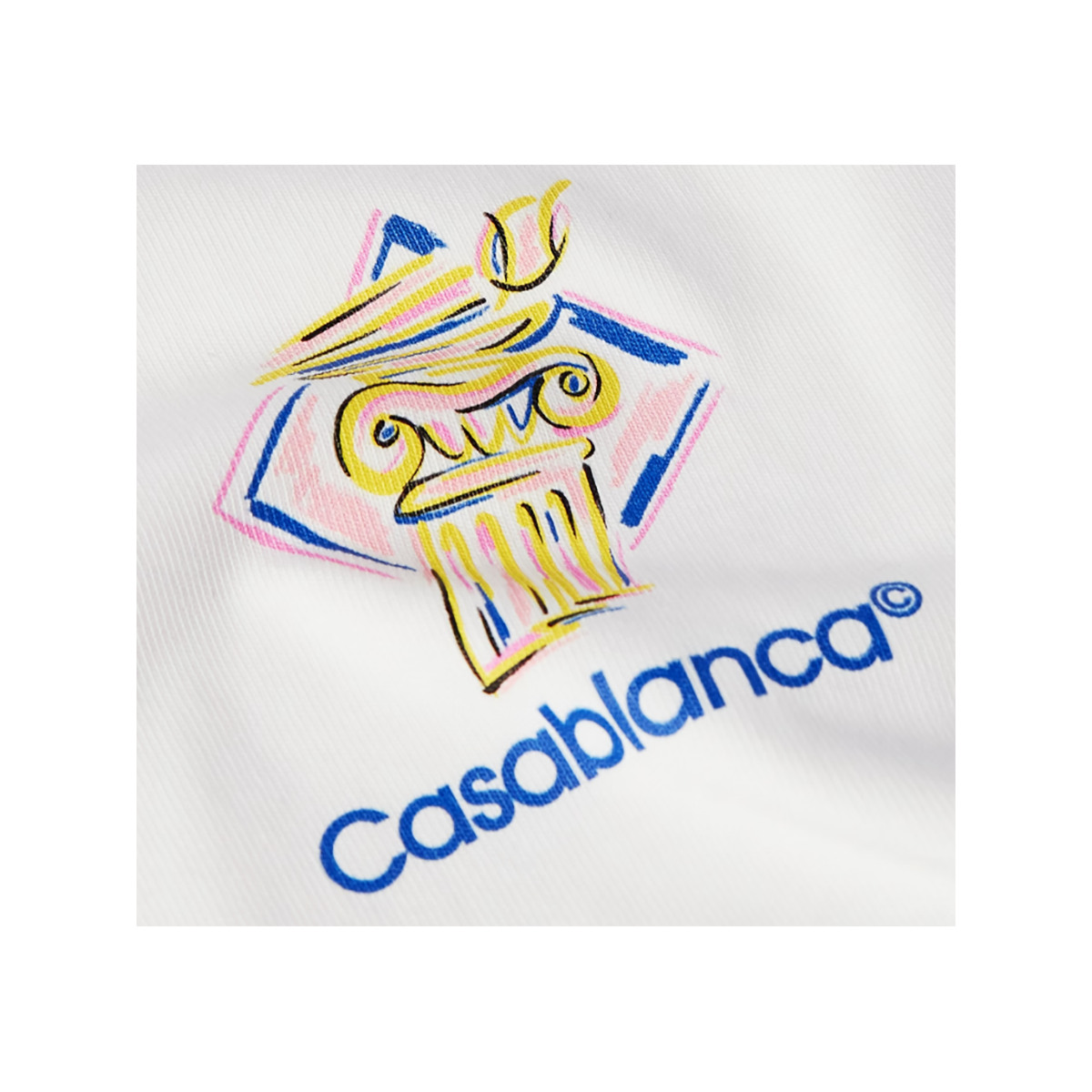 CASABLANCA DIAMOND COLUMN LOGO T-SHIRT IN WHITE