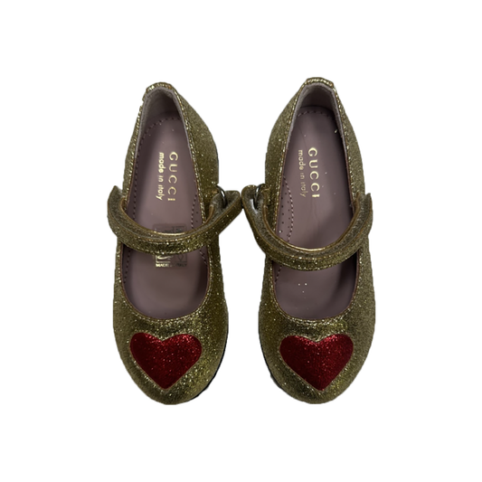 JUNIOR GUCCI GLITTER SHOES IN GOLD
