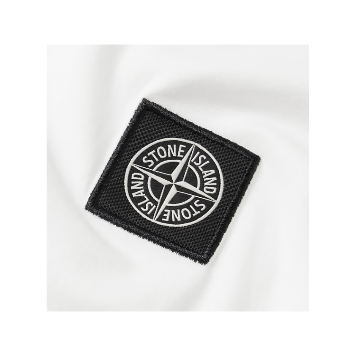 STONE ISLAND LOGO APPLIQUED COTTON T-SHIRT IN WHITE