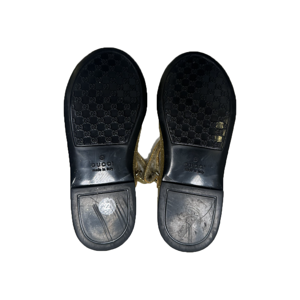 JUNIOR GUCCI GLITTER SHOES IN GOLD