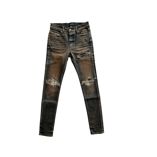 AMIRI DARK INDIGO PLAID PATCH MX1 JEANS