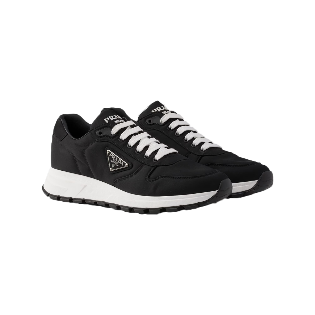 PRADA PRAX 01 RE-NYLON TRAINERS IN BLACK/WHITE