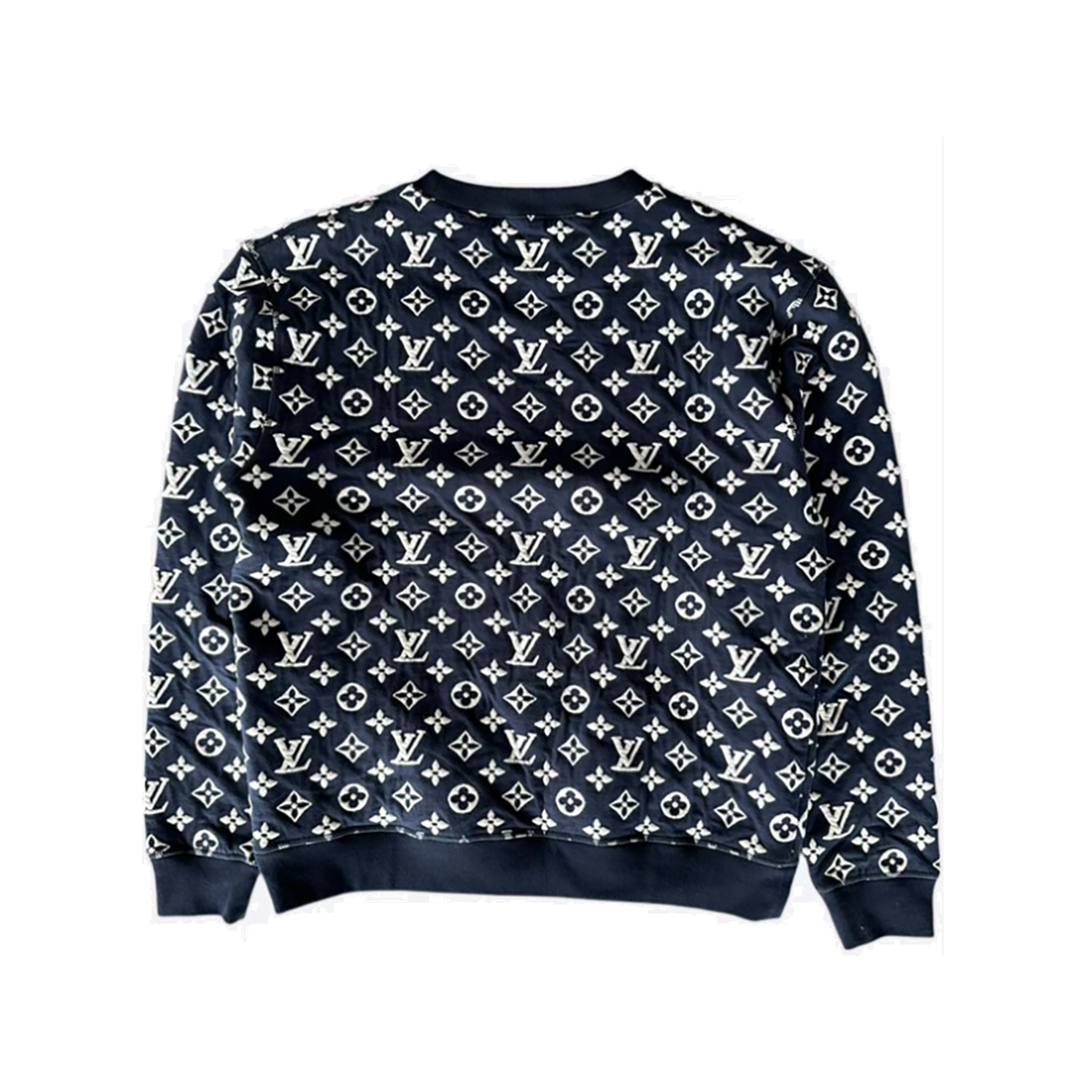 LOUIS VUITTON MONOGRAM SWEATER IN WHITE/NAVY