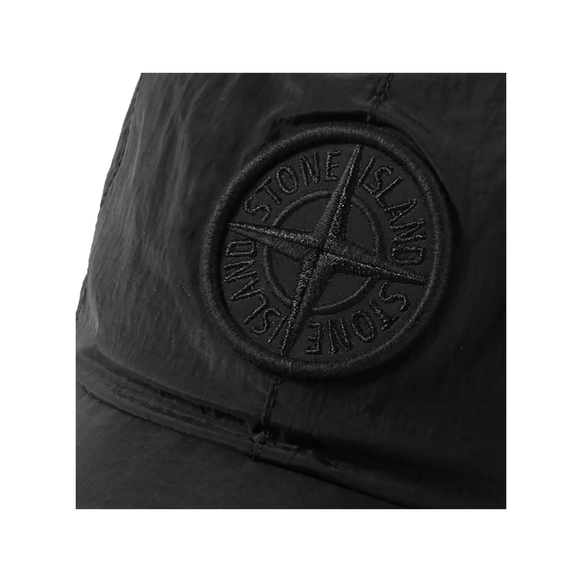 STONE ISLAND LOGO-APPLIQUED ECONYL® NYLON METAL CAP IN BLACK