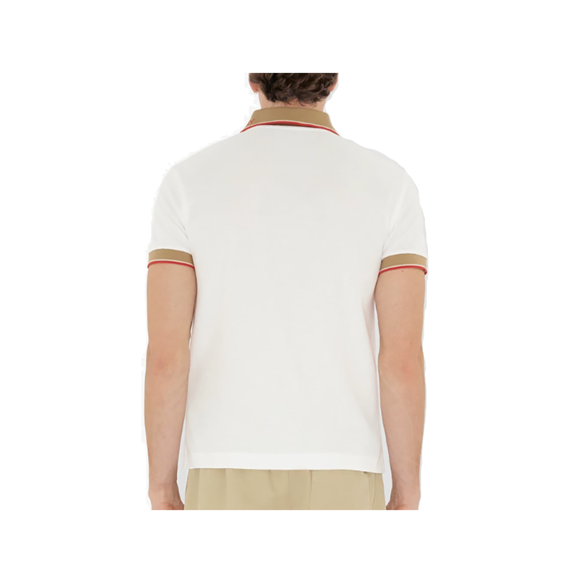 BURBERRY LOGO COLLAR COTTON POLO IN CHALK