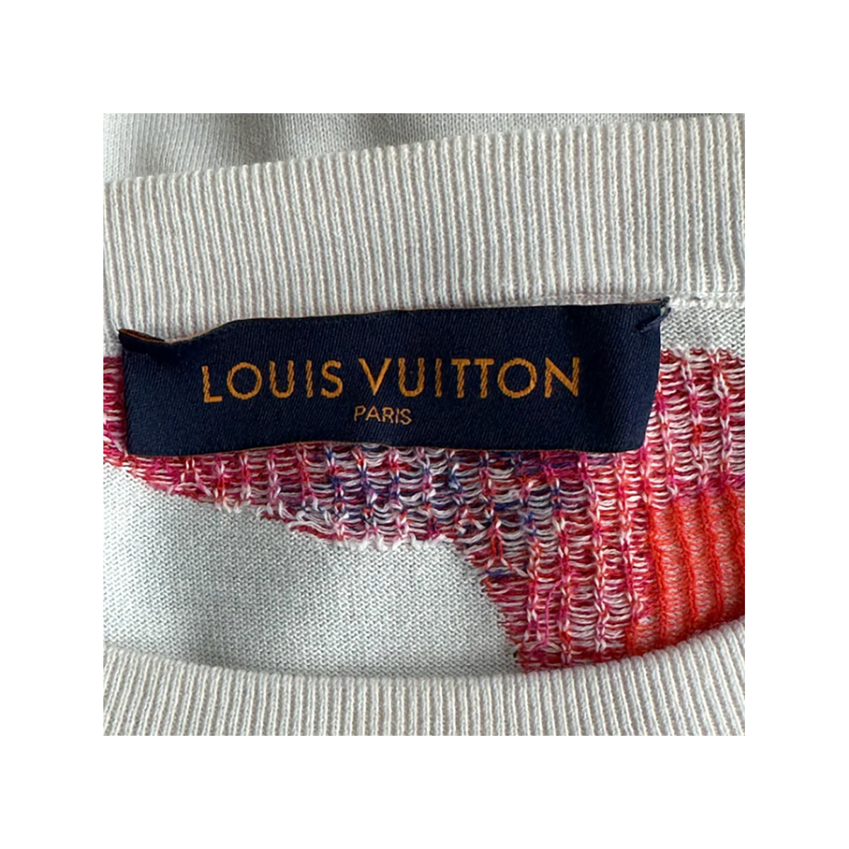 PRELOVED LOUIS VUITTON MULTI COLOUR LOGO T-SHIRT IN WHITE