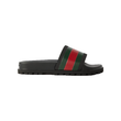 GUCCI STRIPED RUBBER SLIDDERS IN BLACK