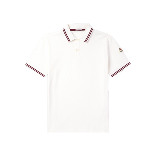 MONCLER SLIM-FIT LOGO COTTON POLO IN WHITE