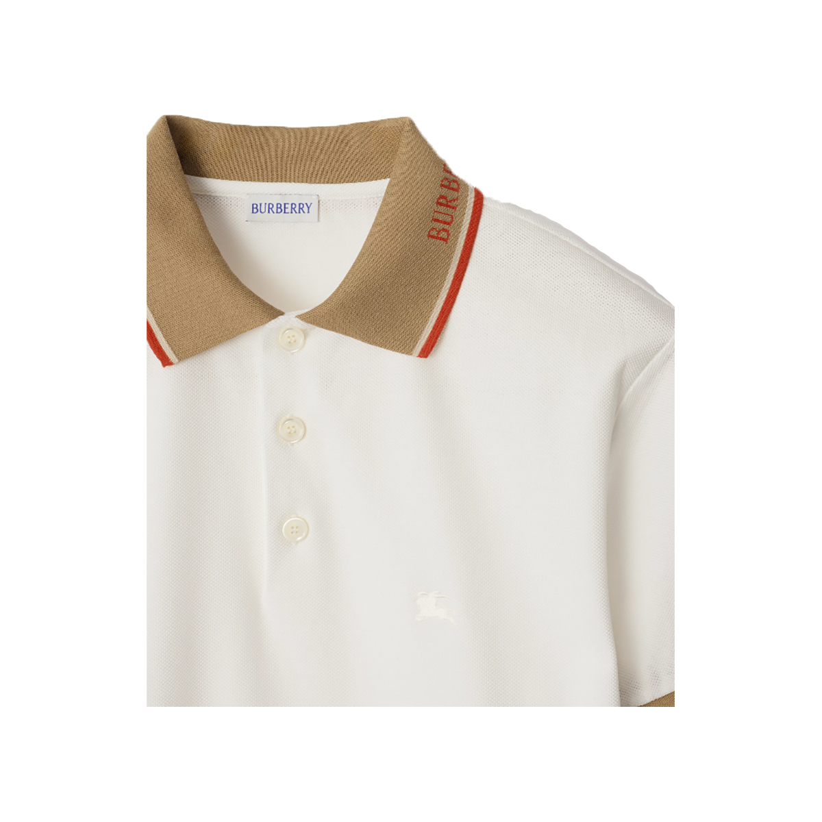 BURBERRY LOGO COLLAR COTTON POLO IN CHALK