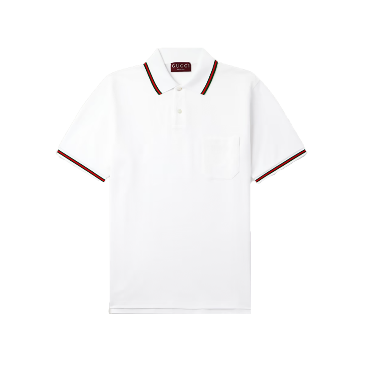 GUCCI LOGO EMBROIDERED COTTON POLO IN WHITE