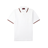 GUCCI LOGO EMBROIDERED COTTON POLO IN WHITE