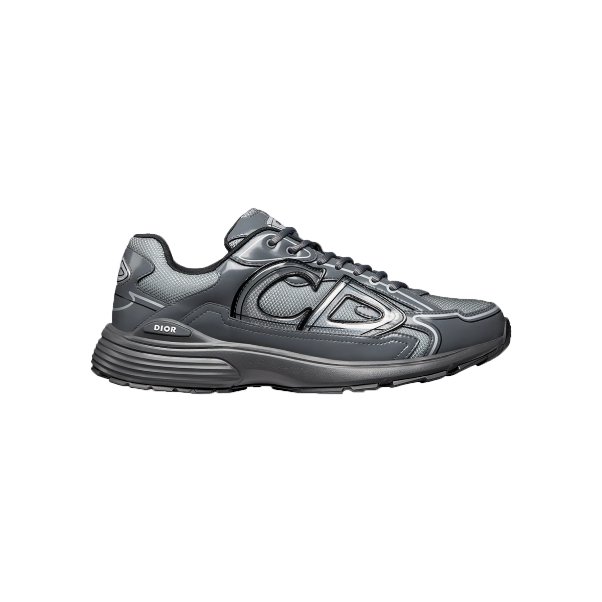 DIOR B30 TECHNICAL MESH & FABRIC BRILLIANT-FINISH TRAINERS IN LIGHT GREY