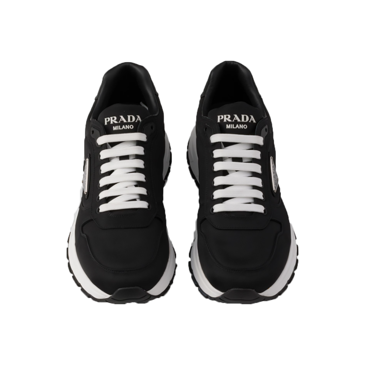 PRADA PRAX 01 RE-NYLON TRAINERS IN BLACK/WHITE