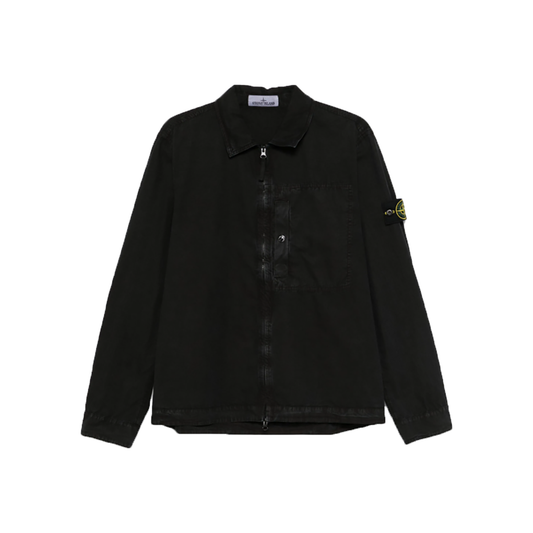 STONE ISLAND OLD EFFECT BRUSHED OVERSHIRT IN BLACK