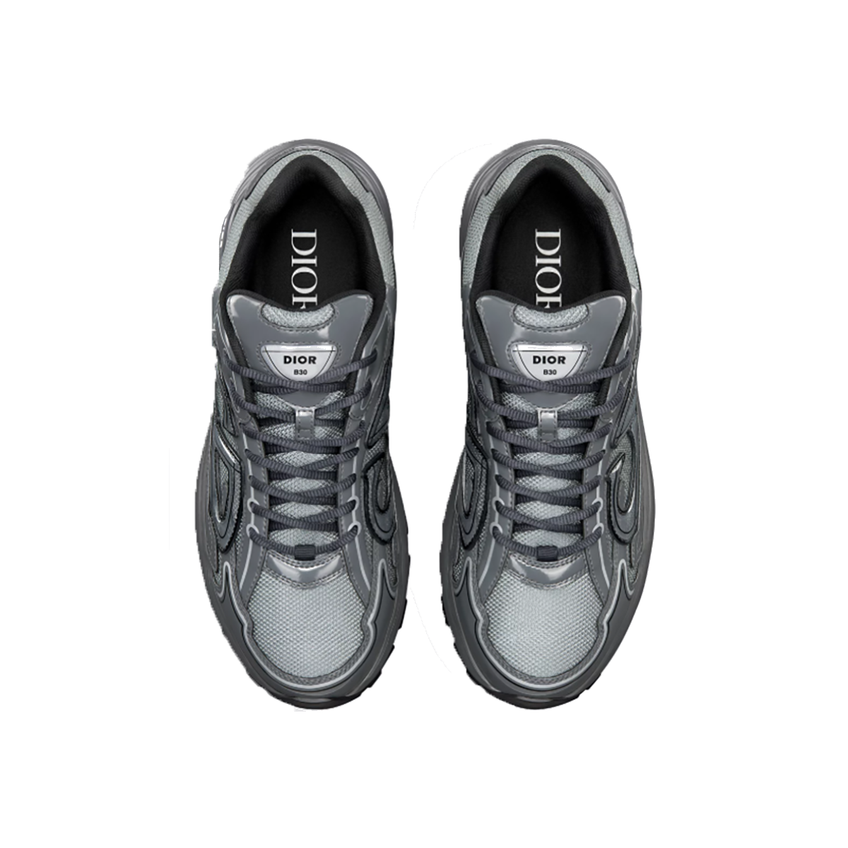 DIOR B30 TECHNICAL MESH & FABRIC BRILLIANT-FINISH TRAINERS IN LIGHT GREY