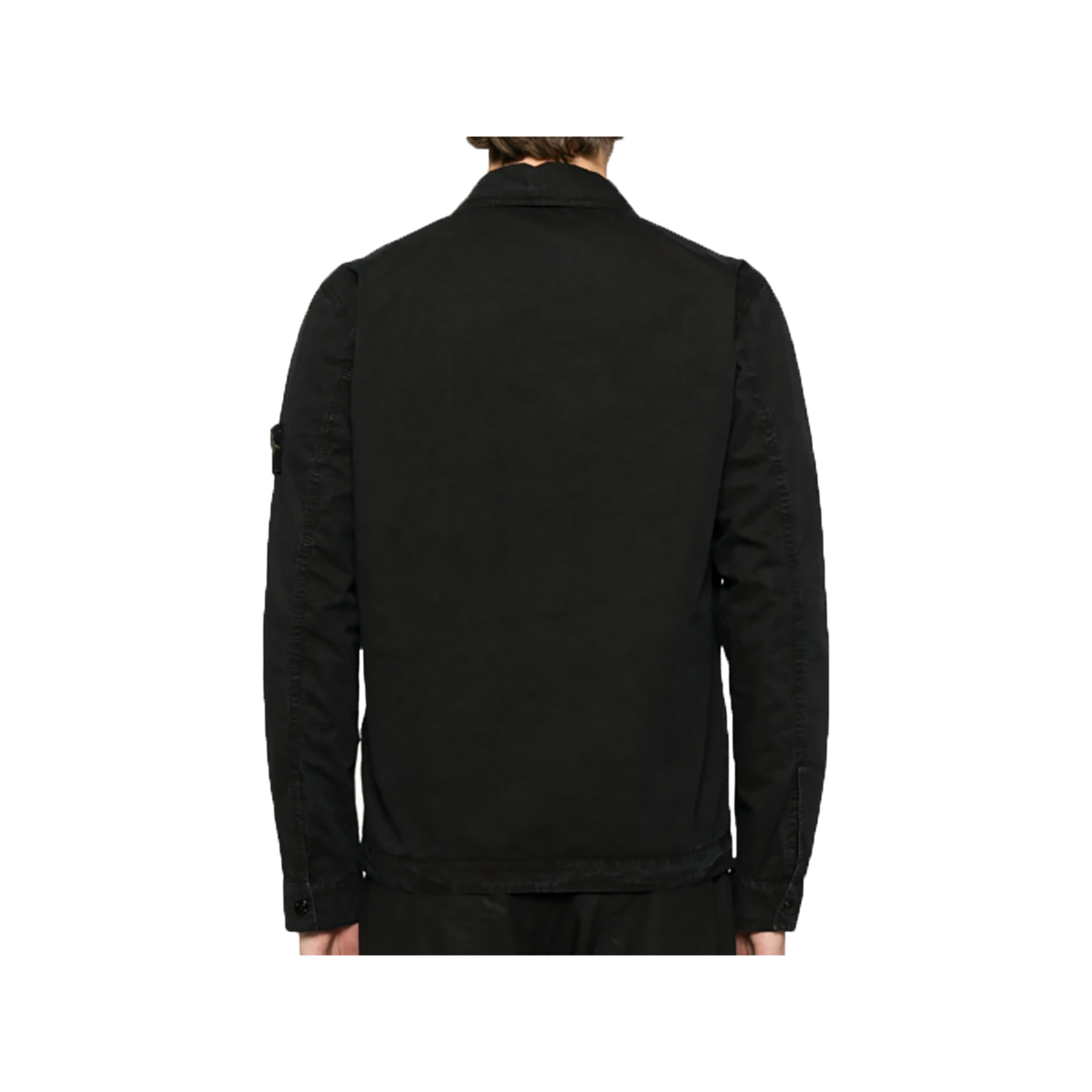 STONE ISLAND OLD EFFECT BRUSHED OVERSHIRT IN BLACK
