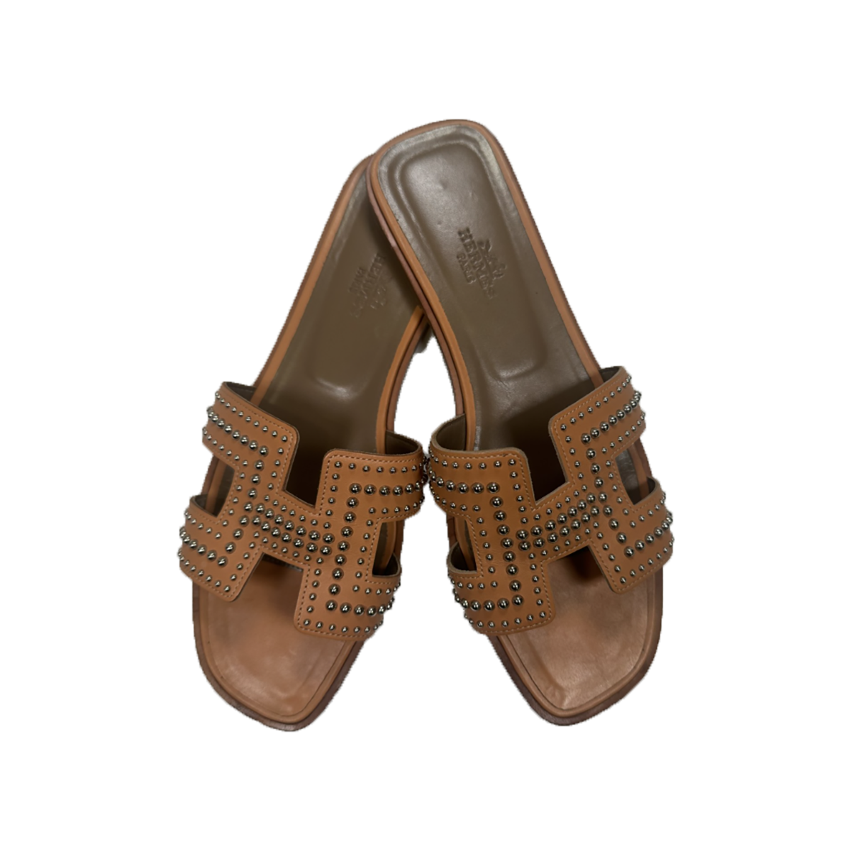 HERMES ORAN SANDAL STUD IN GOLD