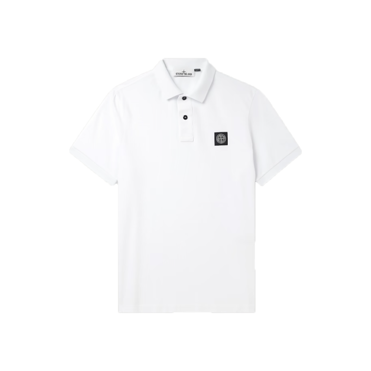 STONE ISLAND LOGO-APPLIQUED COTTON-BLEND POLO IN WHITE