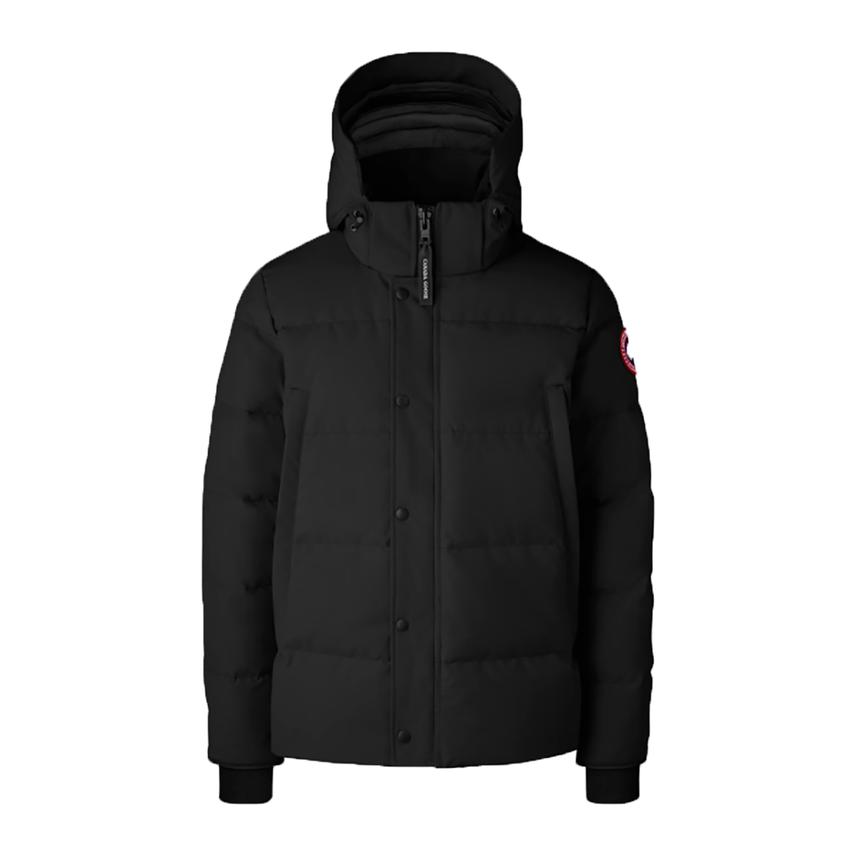 CANADA GOOSE WYNDHAM PARKA IN BLACK WITH THE ICONIC BADGE