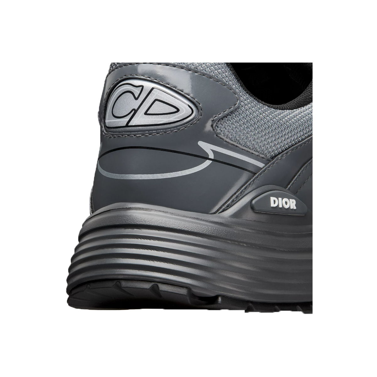 DIOR B30 TECHNICAL MESH & FABRIC BRILLIANT-FINISH TRAINERS IN LIGHT GREY