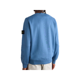 STONE ISLAND LOGO-APPLIQUED GARMENT COTTON SWEATER IN BLUE