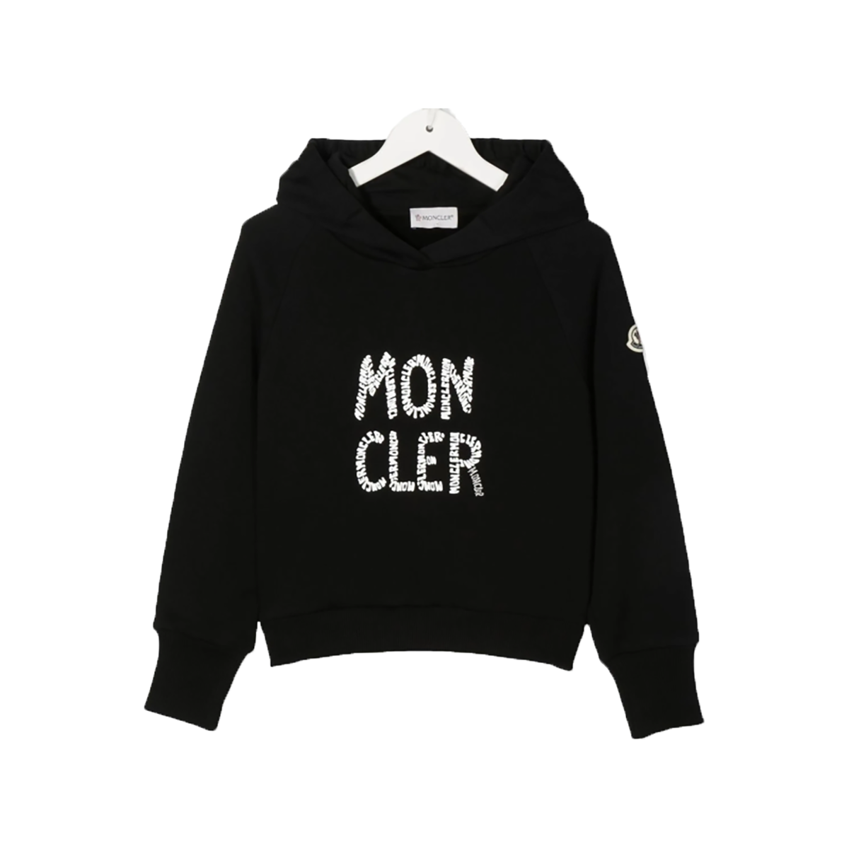 MONCLER JUNIOR ENFANT LOGO HOODIE IN BLACK