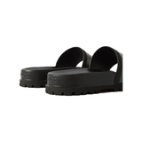 GUCCI STRIPED RUBBER SLIDDERS IN BLACK