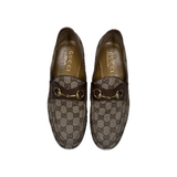 PRELOVED GUCCI GG CANVAS HORSE BIT LOAFERS IN BEIGE