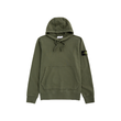 STONE ISLAND LOGO BADGE COTTON HOODIE IN GREEN