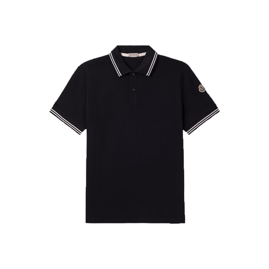MONCLER SLIM-FIT LOGO COTTON POLO IN NAVY