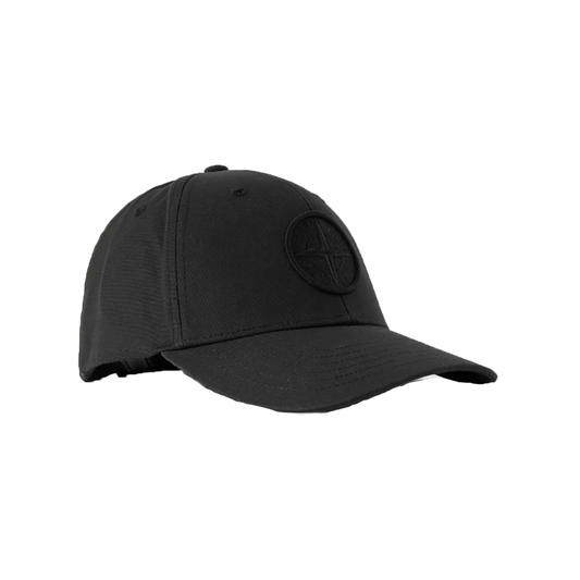 STONE ISLAND LOGO-EMBROIDED COTTON CANVAS CAP IN BLACK