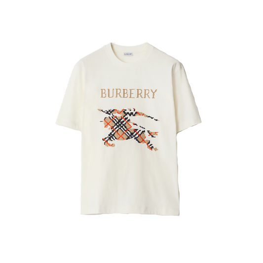 BURBERRY CROSS STITCH EKD COTTON T-SHIRT IN CHALK