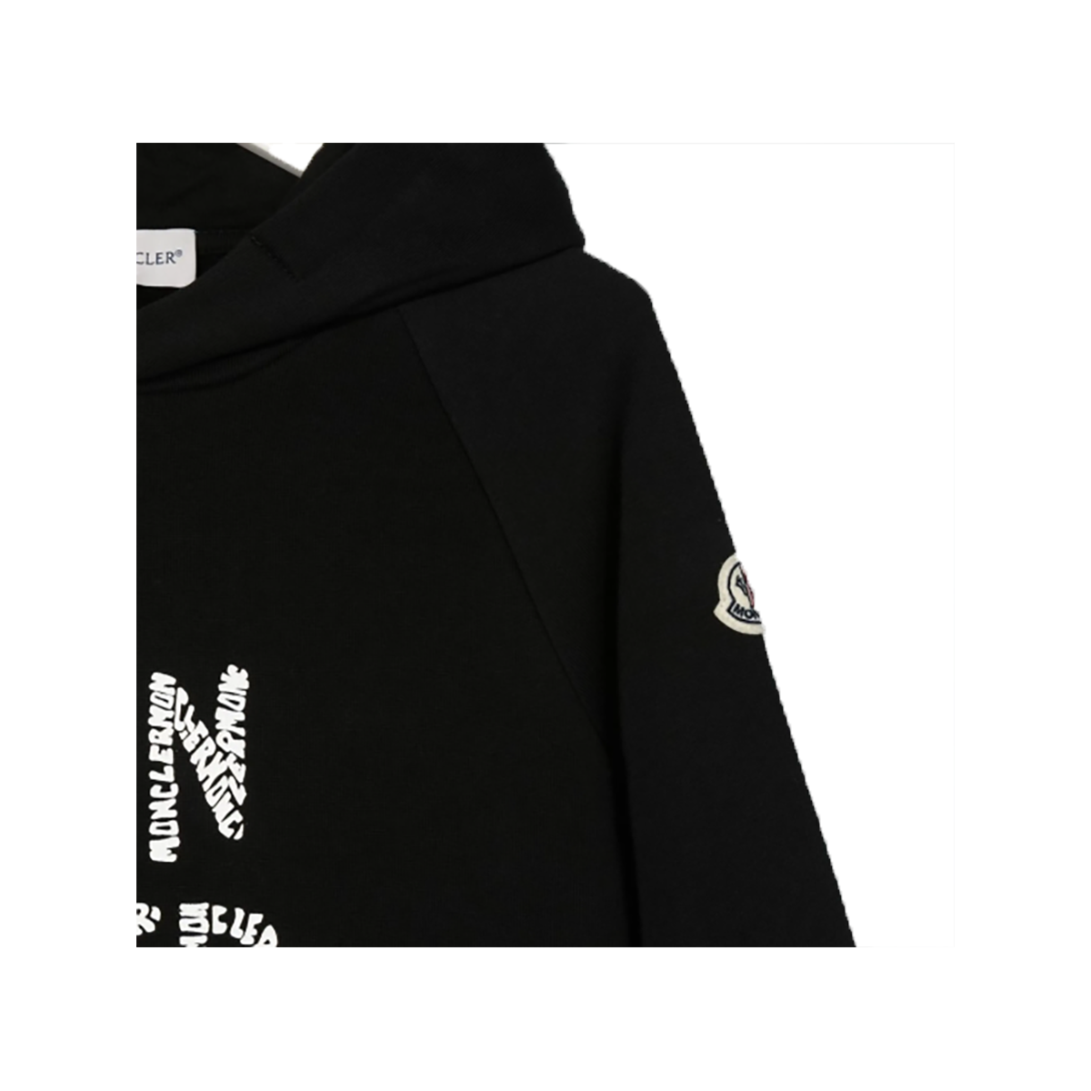MONCLER JUNIOR ENFANT LOGO HOODIE IN BLACK