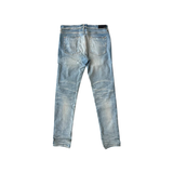 AMIRI CLAY INDIGO AND BROWN PATCH MX1 JEANS