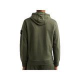 STONE ISLAND LOGO BADGE COTTON HOODIE IN GREEN