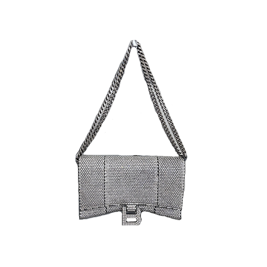 PRELOVED BALENCIAGA HOURGLASS CRYSTAL WALLET ON CHAIN