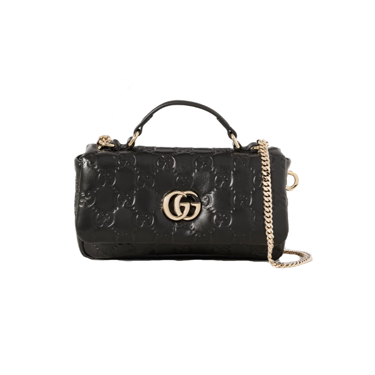 GUCCI GG MILANO PADDED DEBOSSED LEATHER SHOULDER BAG IN BLACK