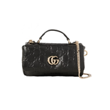 GUCCI GG MILANO PADDED DEBOSSED LEATHER SHOULDER BAG IN BLACK