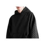 RHUDE CROSS LOGO-PRINT COTTON HOODIE IN BLACK