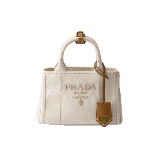 PRADA NATURAL LINEN BLEND MINI HANDBAG