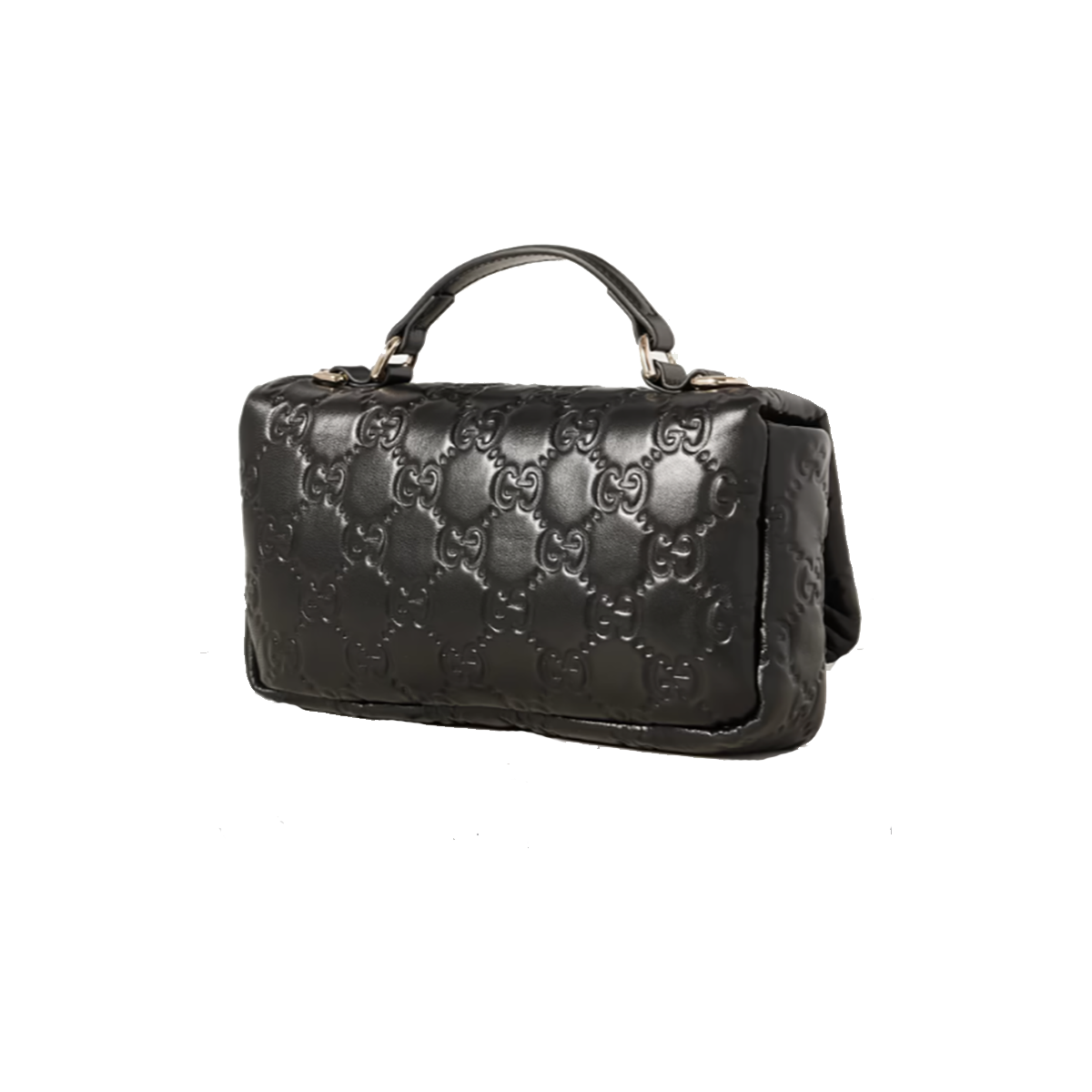 GUCCI GG MILANO PADDED DEBOSSED LEATHER SHOULDER BAG IN BLACK