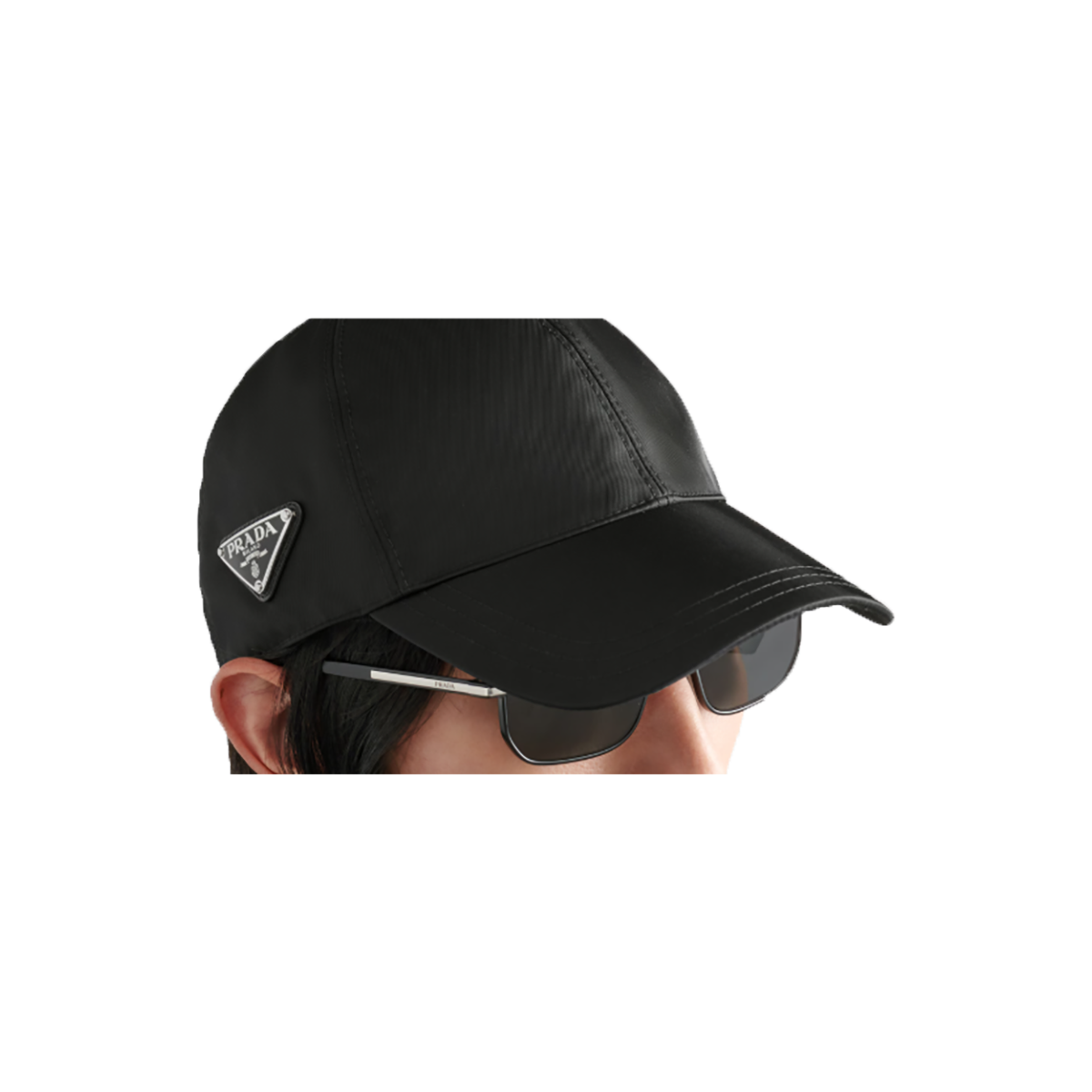 PRADA RE-NYLON BASEBALL CAP IN BLACK