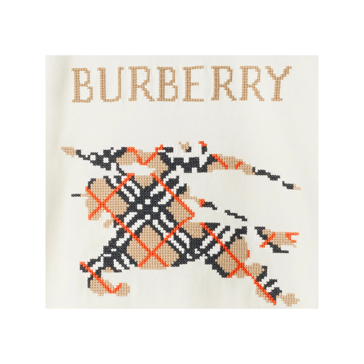 BURBERRY CROSS STITCH EKD COTTON T-SHIRT IN CHALK