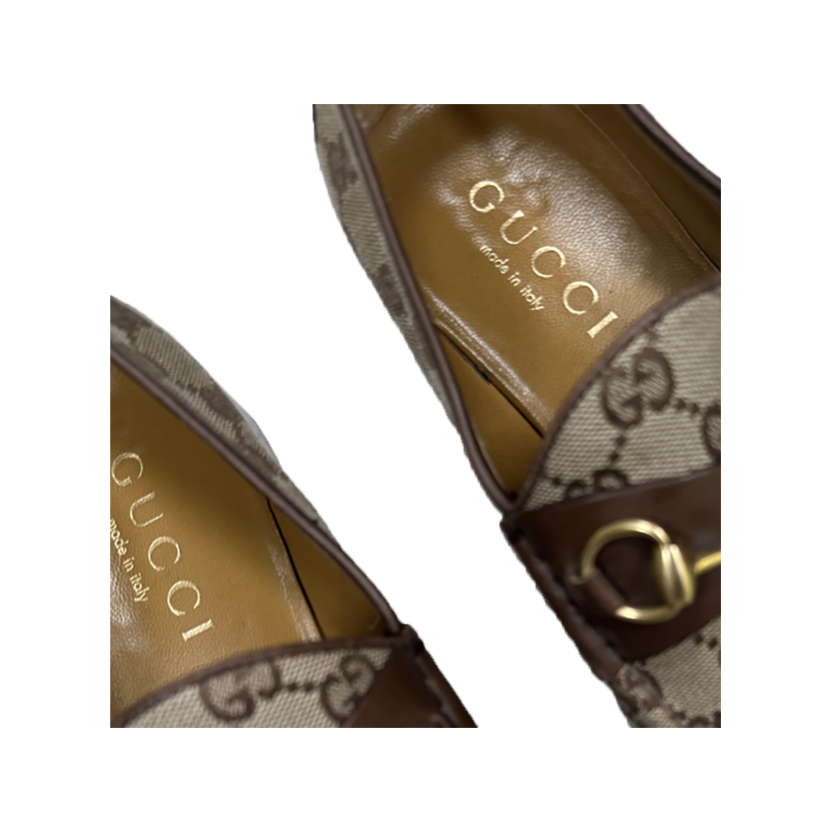 PRELOVED GUCCI GG CANVAS HORSE BIT LOAFERS IN BEIGE