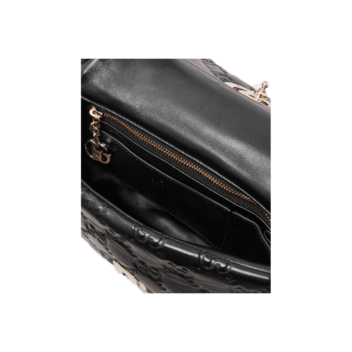 GUCCI GG MILANO PADDED DEBOSSED LEATHER SHOULDER BAG IN BLACK