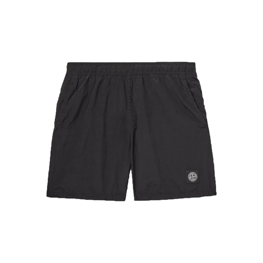 STONE ISLAND STRAIGHT-LEG SWIM SHORTS IN BLACK