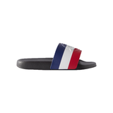 MONCLER BASILE LOGO-EMBOSSED STRIPED RUBBER SLIDDERS